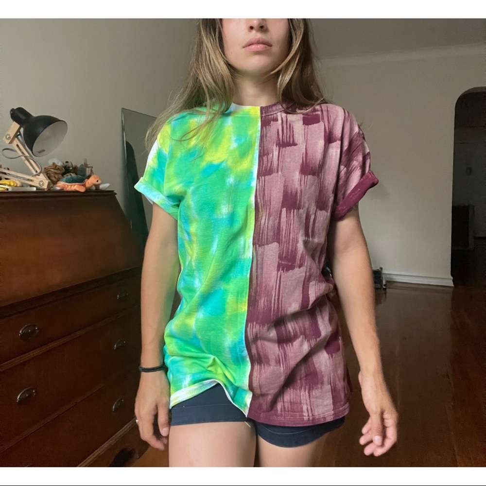 Alexander Kelly | split tie-dye dry brush t-shirt | soNY ~ Large